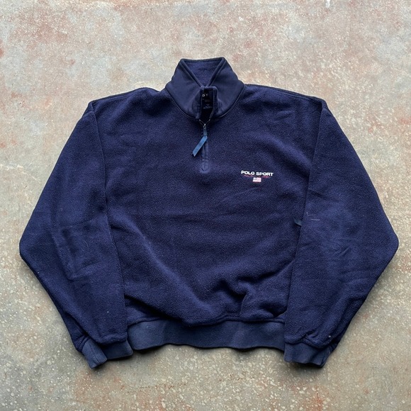 Polo Sport Ralph Lauren Other - Vintage Polo Sport Ralph Lauren Navy Blue 1/4 Zip Fleece Pullover Mens M